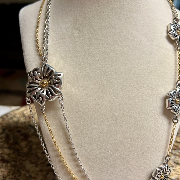 Brighton • Shadow Garden • Flower • Gold/Silver • Triple Strand Chain • Necklace - Picture 7 of 16